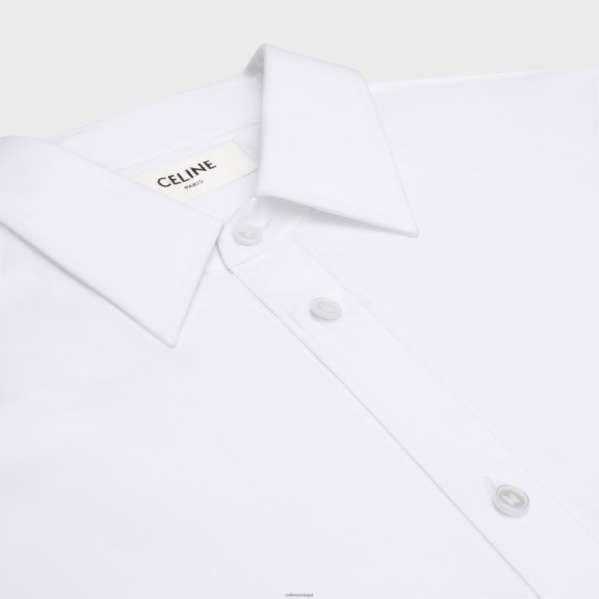 mulheres vestuário CELINE camisa moleca em popeline de algodão branco T204R577