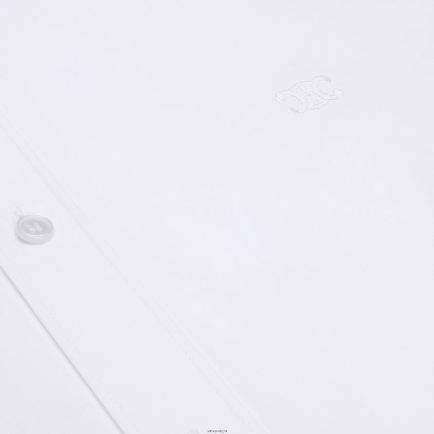 mulheres vestuário CELINE camisa moleca em popeline de algodão branco T204R577