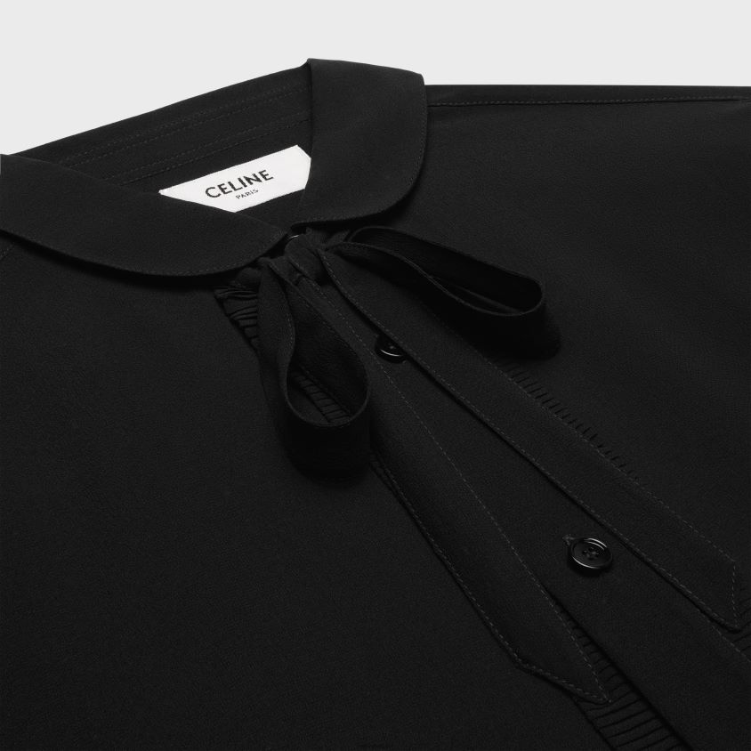 mulheres vestuário CELINE camisa romy em georgette de seda preto T204R636