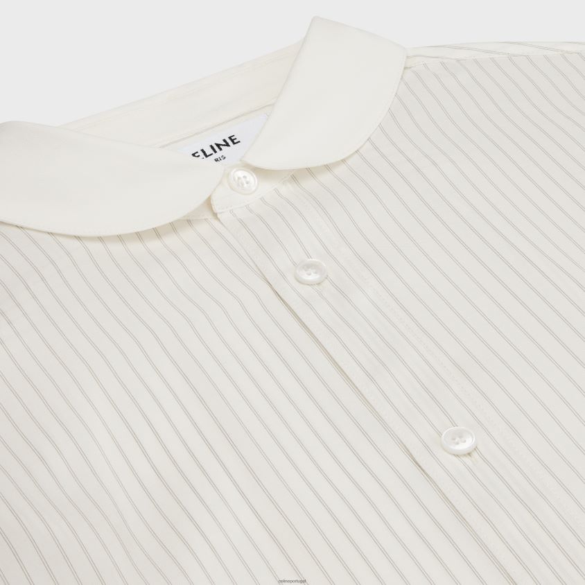 mulheres vestuário CELINE camisa romy em seda listrada craie/gris clair T204R839