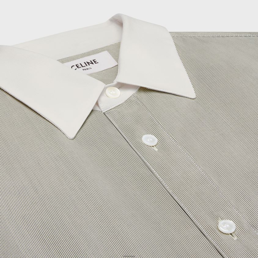 mulheres vestuário CELINE camisa romy em seda listrada craie/noir T204R837