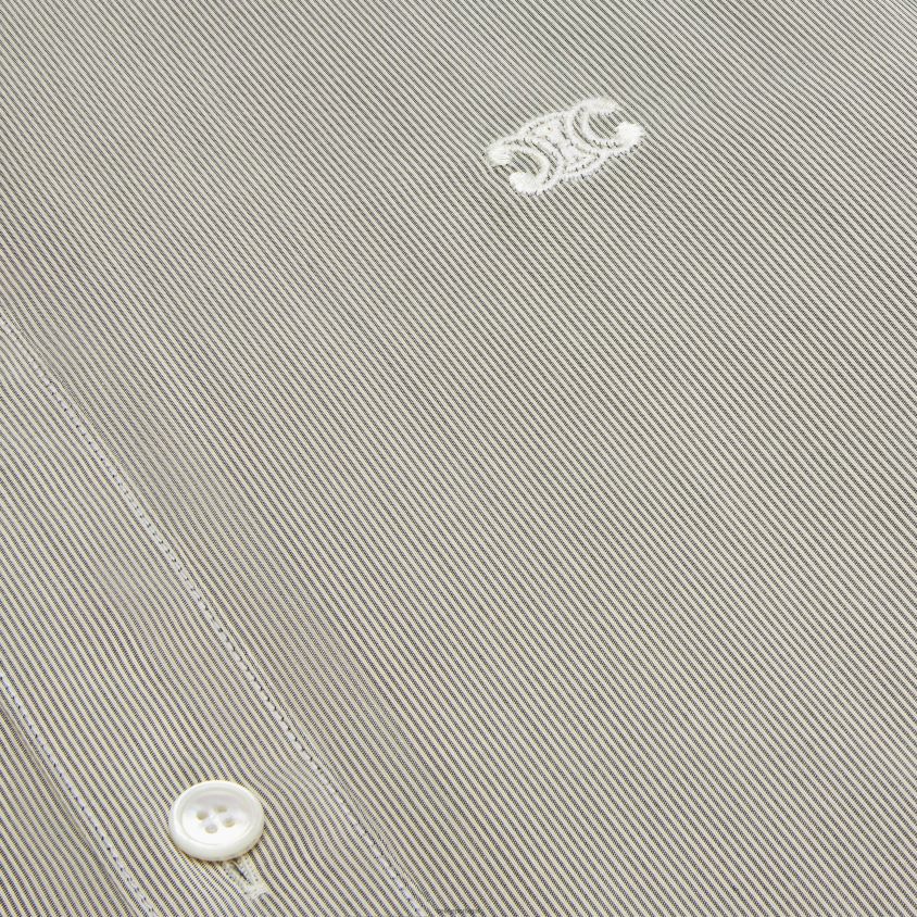 mulheres vestuário CELINE camisa romy em seda listrada craie/noir T204R837