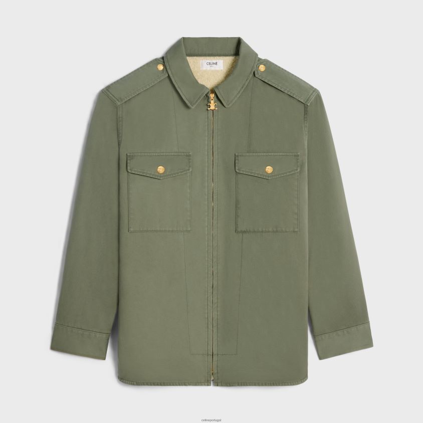 mulheres vestuário CELINE overshirt em algodão técnico caqui T204R633
