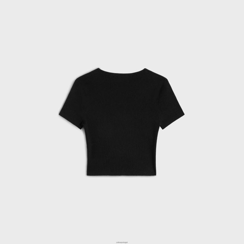 mulheres vestuário CELINE top cropped coração em seda e algodão preto T204R580