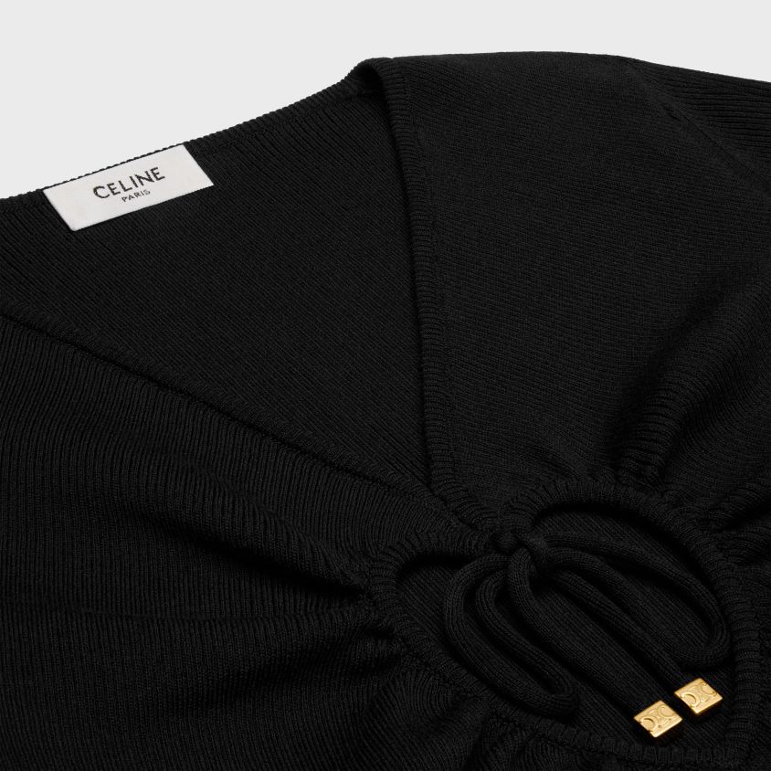 mulheres vestuário CELINE top cropped coração em seda e algodão preto T204R580