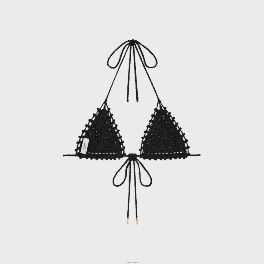 mulheres vestuário CELINE top triangular em malha de algodão preto T204R849