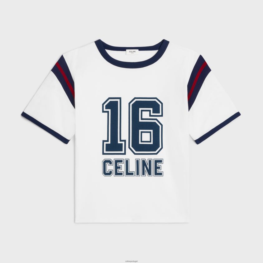 mulheres vestuário CELINE Camiseta 16 boxy em jersey de algodão offwhite/touareg/ferrugem T204R678