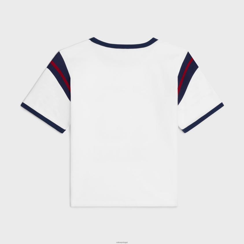 mulheres vestuário CELINE Camiseta 16 boxy em jersey de algodão offwhite/touareg/ferrugem T204R678