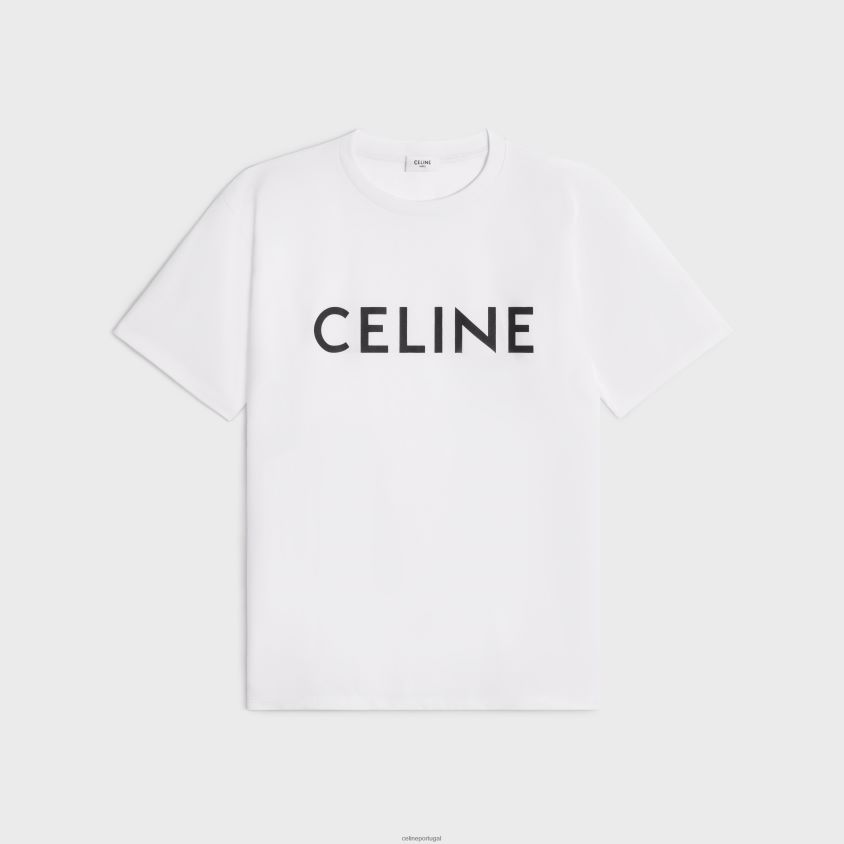mulheres vestuário CELINE camiseta solta em jersey de algodão cru/preto T204R779