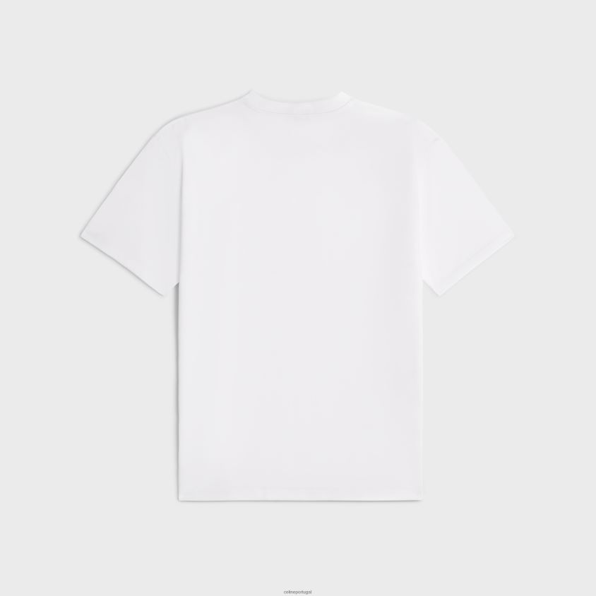 mulheres vestuário CELINE camiseta solta em jersey de algodão cru/preto T204R779