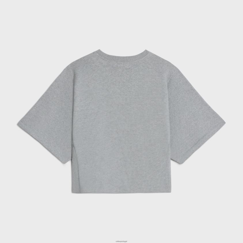 mulheres vestuário CELINE moletom paris solto em lã de algodão cinza/preto/off white T204R672