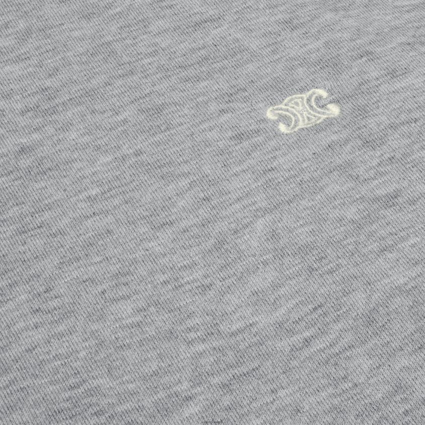 mulheres vestuário CELINE moletom triomphe algodão/caxemira cinza/ off white T204R781