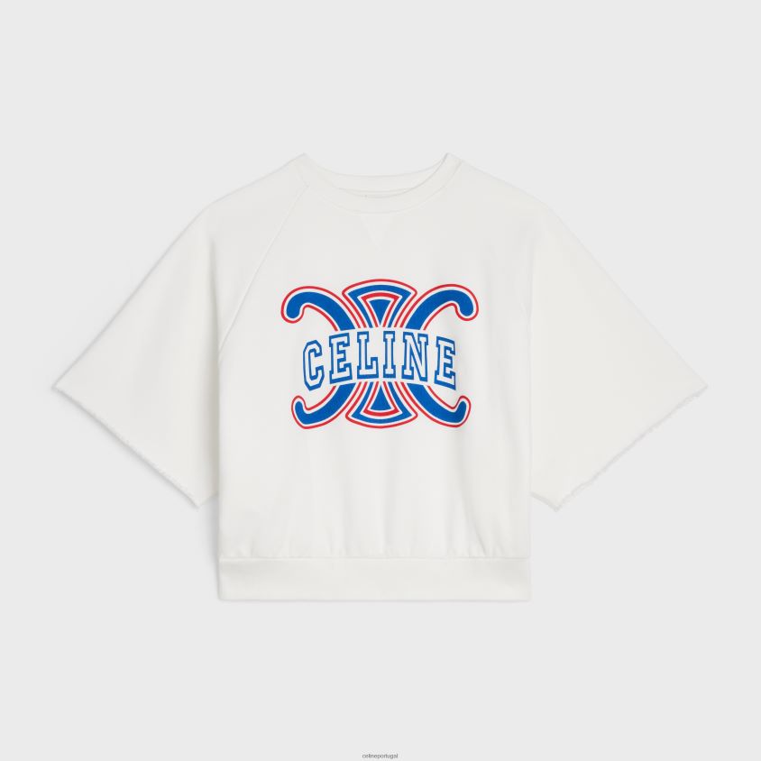 mulheres vestuário CELINE moletom triomphe em lã de algodão branco/vermelho/azul T204R782
