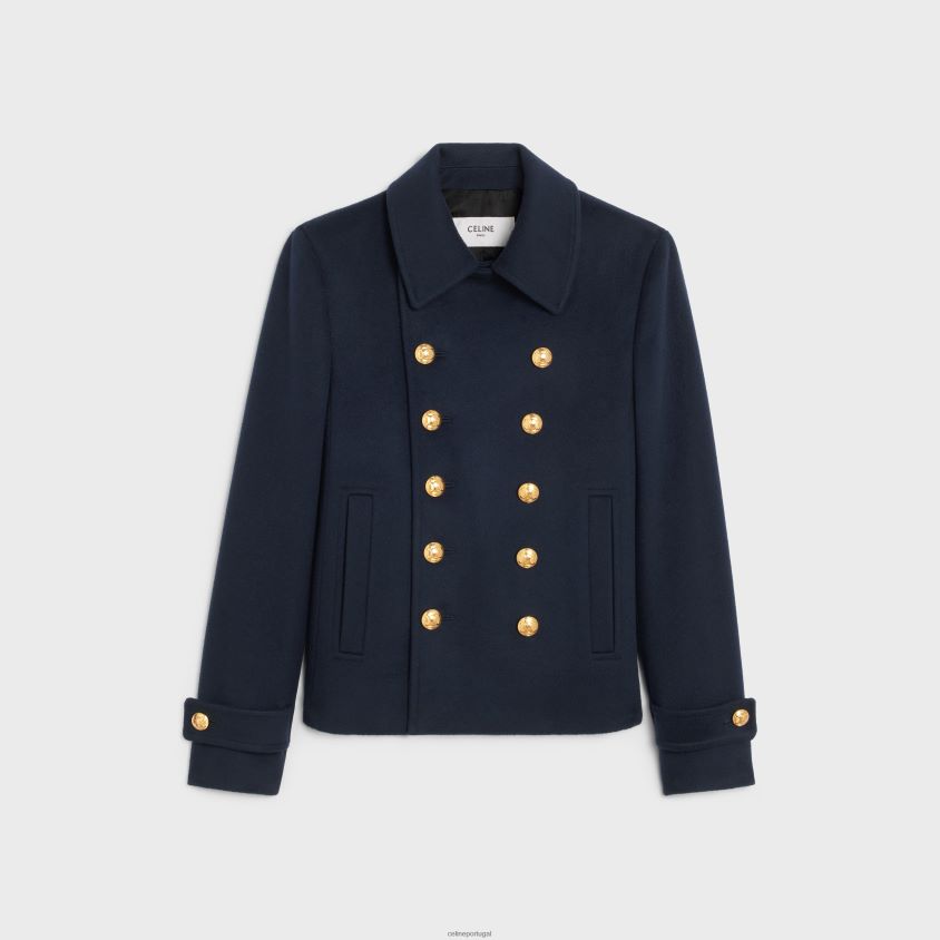 mulheres vestuário CELINE casaco chelsea cropped em tecido de lã marinha T204R745