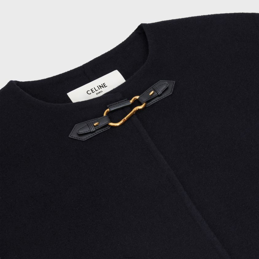 mulheres vestuário CELINE casaco com gola pura em caxemira dupla face preto T204R743