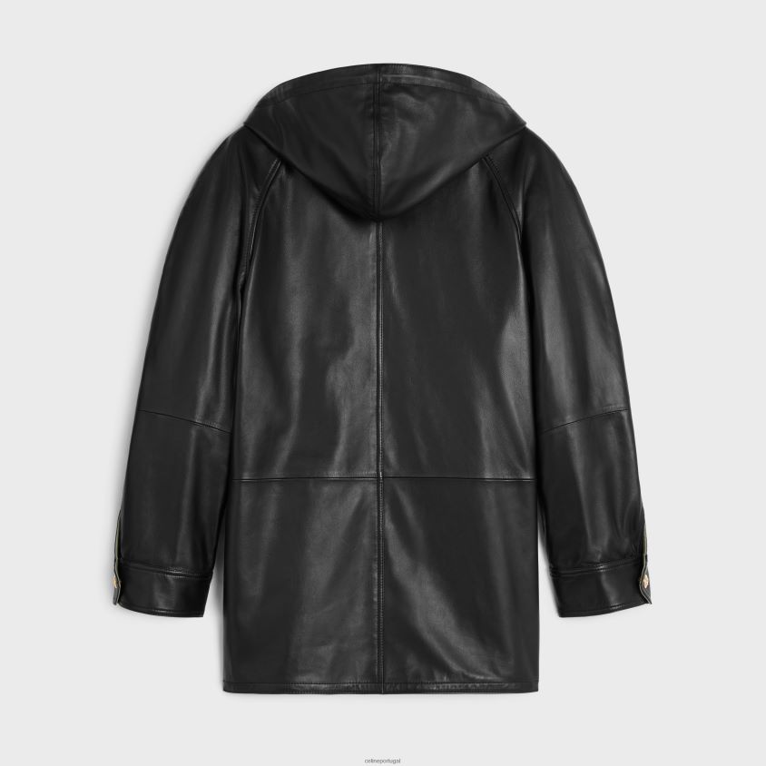 mulheres vestuário CELINE parka oversized em pele de cordeiro plonge preto/caqui T204R623