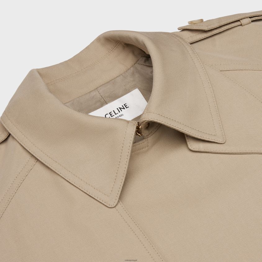 mulheres vestuário CELINE sobretudo moleca em gabardine de algodão off white/rouge profundo T204R738