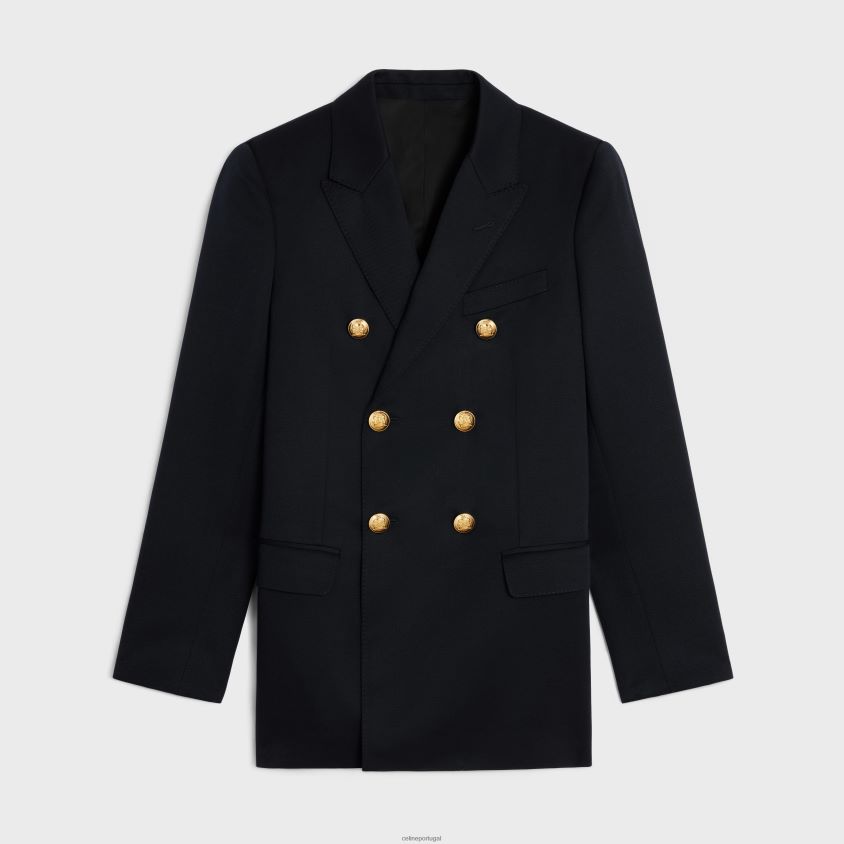 mulheres vestuário CELINE blazer longo em lã diagonal marinha T204R707