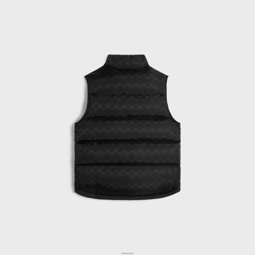 mulheres vestuário CELINE blusão acolchoado em nylon com monograma preto T204R668