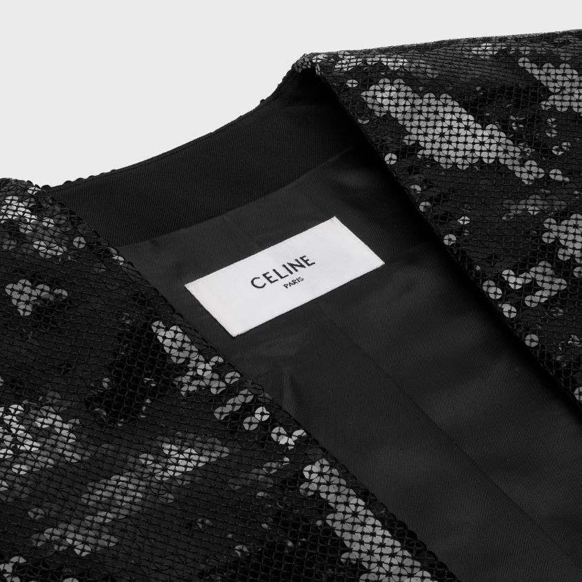 mulheres vestuário CELINE bolero bordado em gabardine de lã preto T204R726