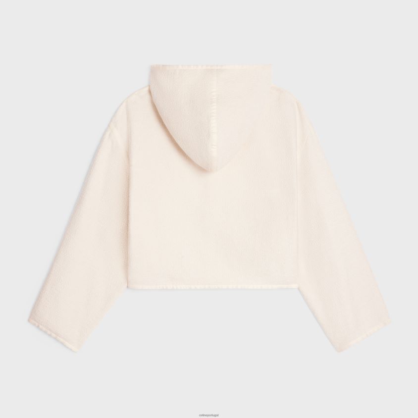 mulheres vestuário CELINE cardigã duffle em tweed de algodão cru T204R696