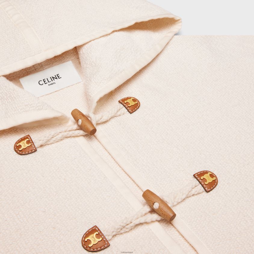 mulheres vestuário CELINE cardigã duffle em tweed de algodão cru T204R696