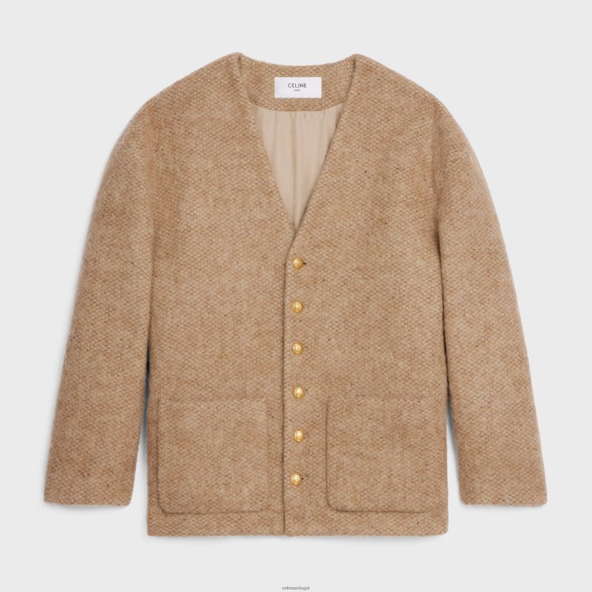 mulheres vestuário CELINE cardigã oversized em lã de alpaca mel T204R694