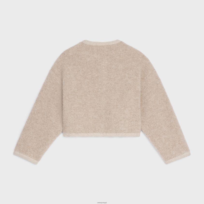 mulheres vestuário CELINE casaco cardigan em lã de alpaca aveia T204R767