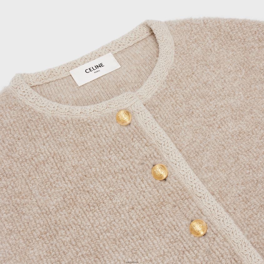 mulheres vestuário CELINE casaco cardigan em lã de alpaca aveia T204R767