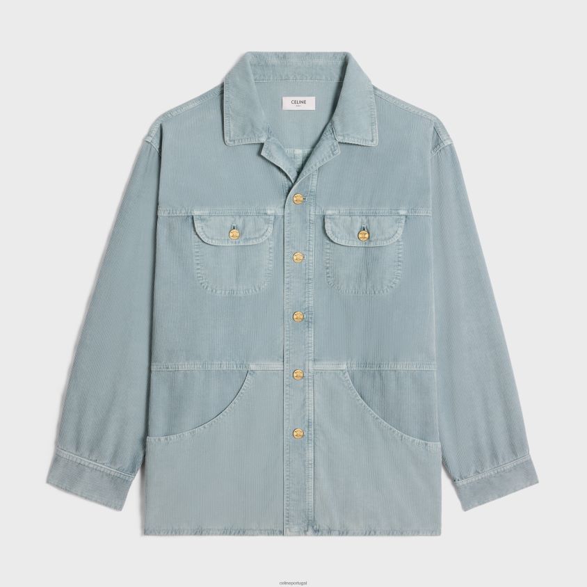 mulheres vestuário CELINE casaco de carro em veludo cotelê enxágue de veludo cotelê envelhecido T204R567