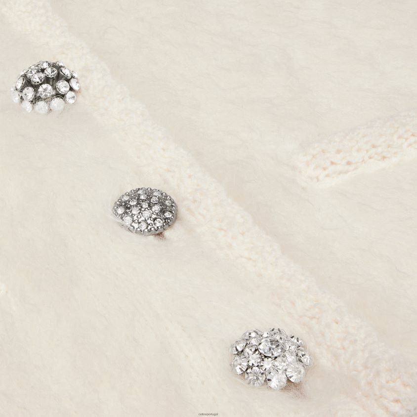 mulheres vestuário CELINE jaqueta cardigan em mohair escovado off white T204R766