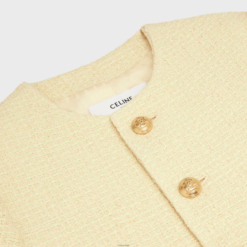 mulheres vestuário CELINE jaqueta cardigan em tweed boucle paille jaune T204R737