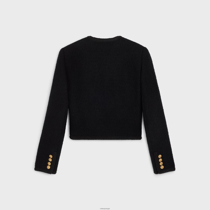 mulheres vestuário CELINE jaqueta chasseur em tweed boucle preto T204R689