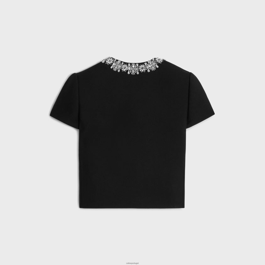 mulheres vestuário CELINE jaqueta chelsea bordada em lã diagonal preto T204R551