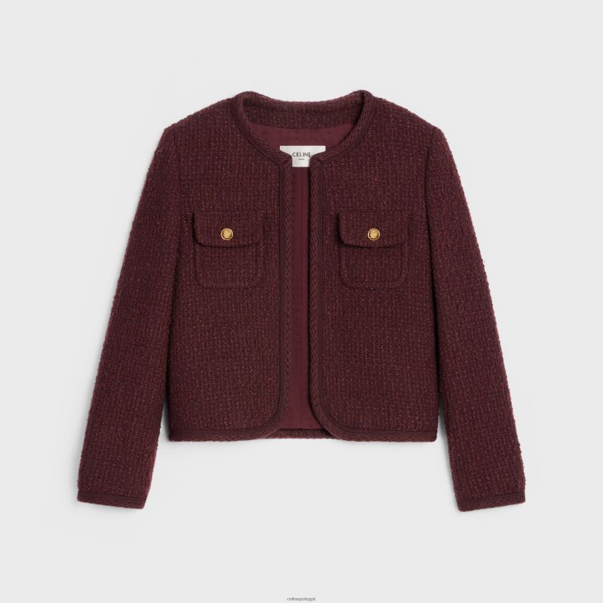 mulheres vestuário CELINE jaqueta chelsea em tweed boucle Bordéus T204R690