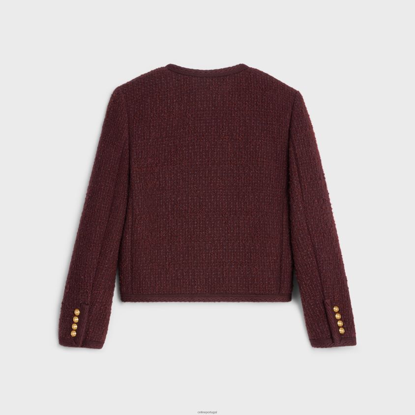 mulheres vestuário CELINE jaqueta chelsea em tweed boucle Bordéus T204R690