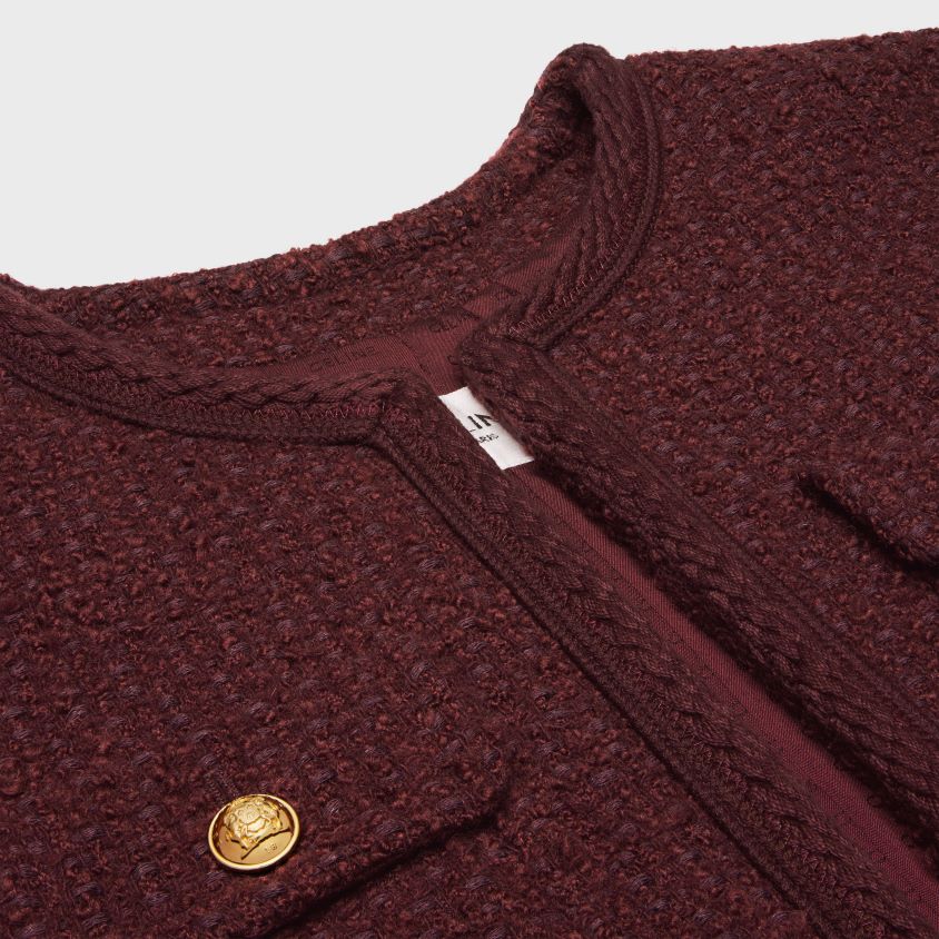 mulheres vestuário CELINE jaqueta chelsea em tweed boucle Bordéus T204R690