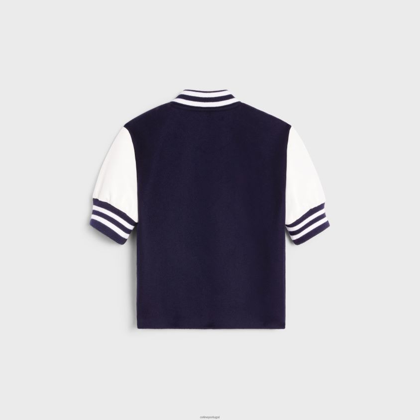 mulheres vestuário CELINE jaqueta chelsea teddy em caxemira dupla face marinha T204R730