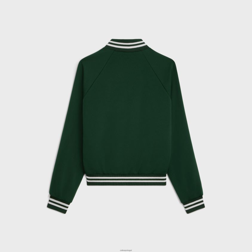 mulheres vestuário CELINE jaqueta de treino em jersey dupla face frasco escuro verde/esbranquiçado T204R666