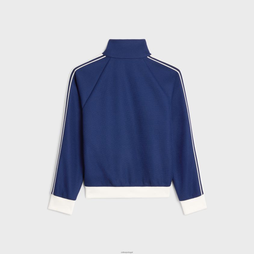 mulheres vestuário CELINE jaqueta esportiva cropped em jersey texturizado marinho/off white T204R728