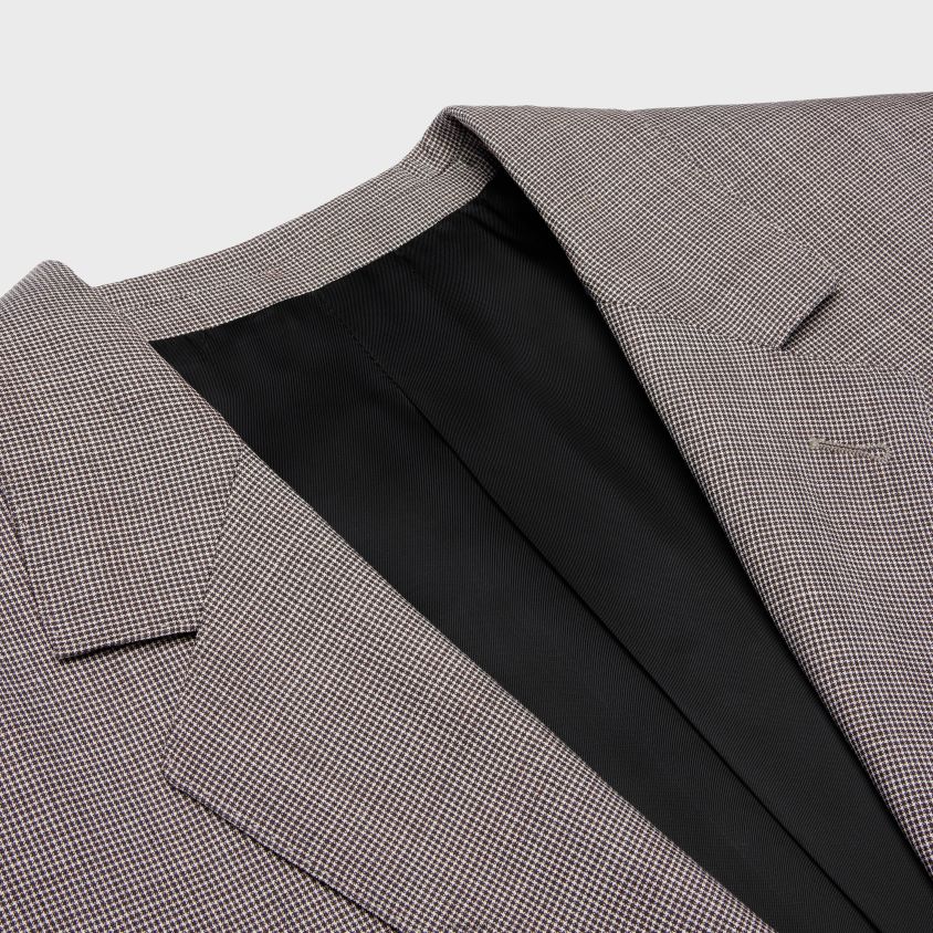 mulheres vestuário CELINE jaqueta jude em lã e seda xadrez marfim/ebene T204R716