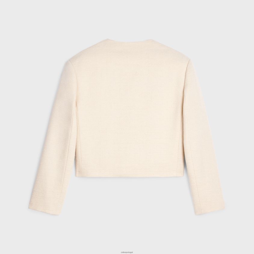 mulheres vestuário CELINE jaqueta militar cropped em silk rush baunilha T204R688