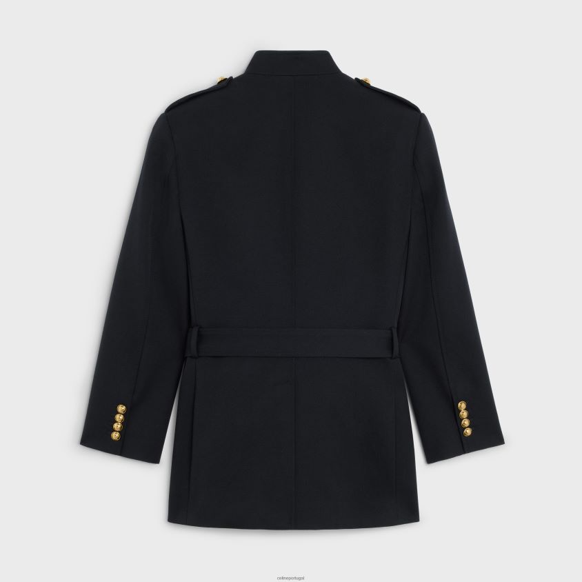 mulheres vestuário CELINE jaqueta militar sahariana em lã preto T204R697