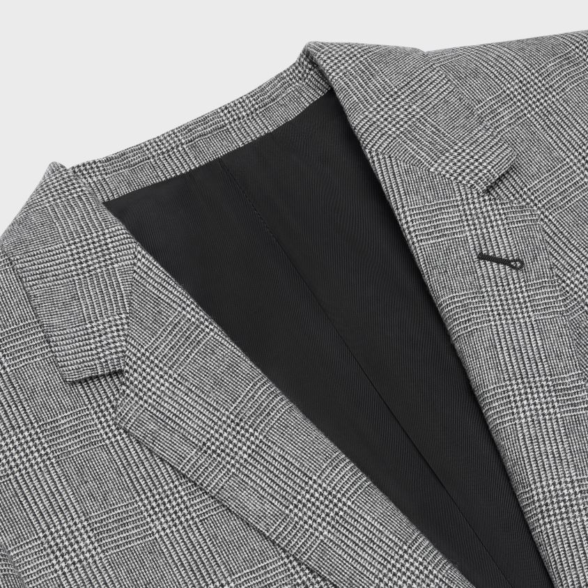 mulheres vestuário CELINE jaqueta moleca em flanela craie/noir T204R719