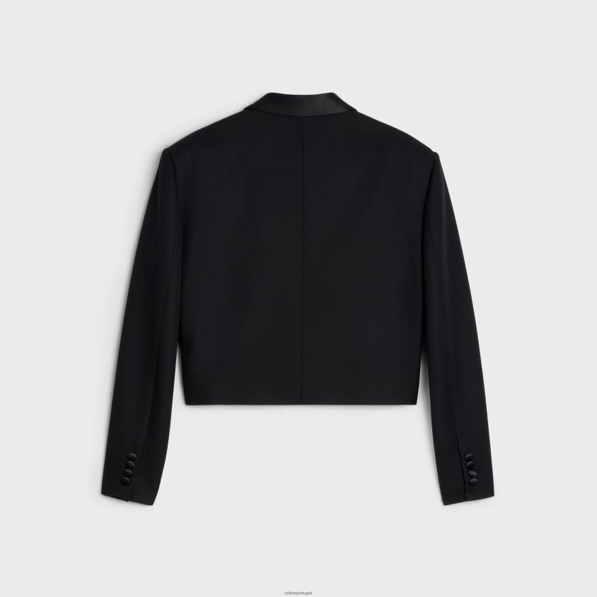 mulheres vestuário CELINE jaqueta spencer smoking grão de poudre preto T204R725