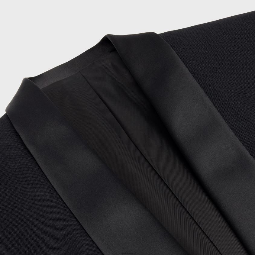 mulheres vestuário CELINE jaqueta spencer smoking grão de poudre preto T204R725