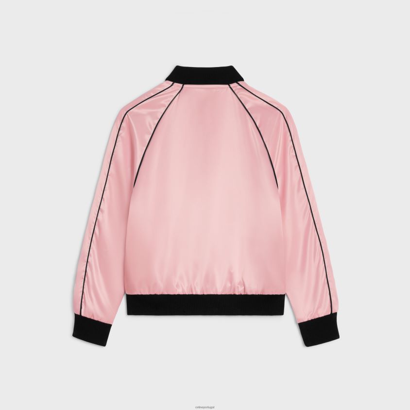 mulheres vestuário CELINE jaqueta teddy em nylon acetinado rosa T204R594