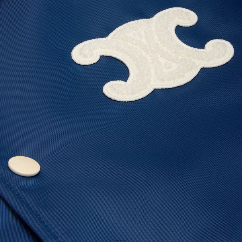 mulheres vestuário CELINE jaqueta teddy paris com capuz em nylon marinha T204R667