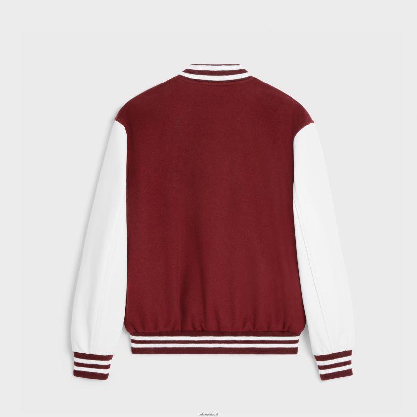 mulheres vestuário CELINE jaqueta teddy universitária em caxemira dupla face vinhedo T204R729