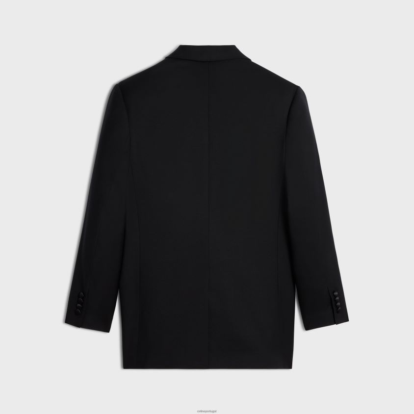 mulheres vestuário CELINE jaqueta tommy em gabardine de lã ultra preto T204R571